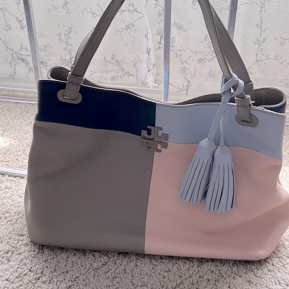 RARE! HTF! Tory Burch Leather Color Block Bag!